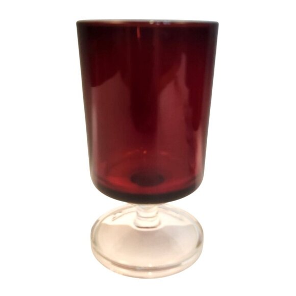 Crystal DArques / Durand Cavalier Ruby Red Wine Glasses Vintage Set Clear Foot 4 - Picture 6 of 9